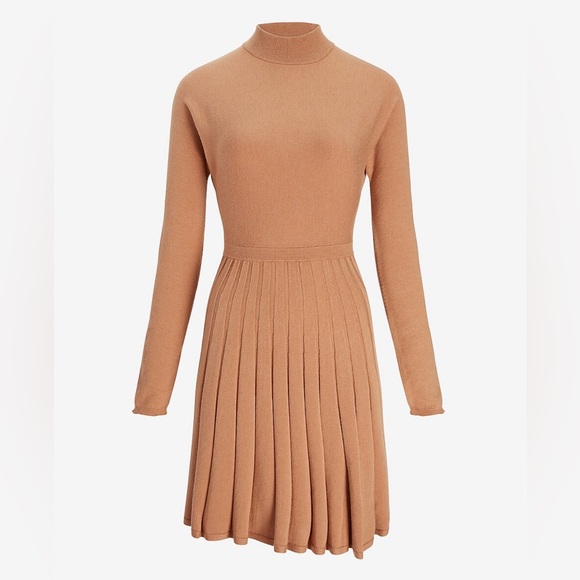 NWT Express Pleated Mock Neck Cutout Back Sweater Dress - Picture 3 of 12